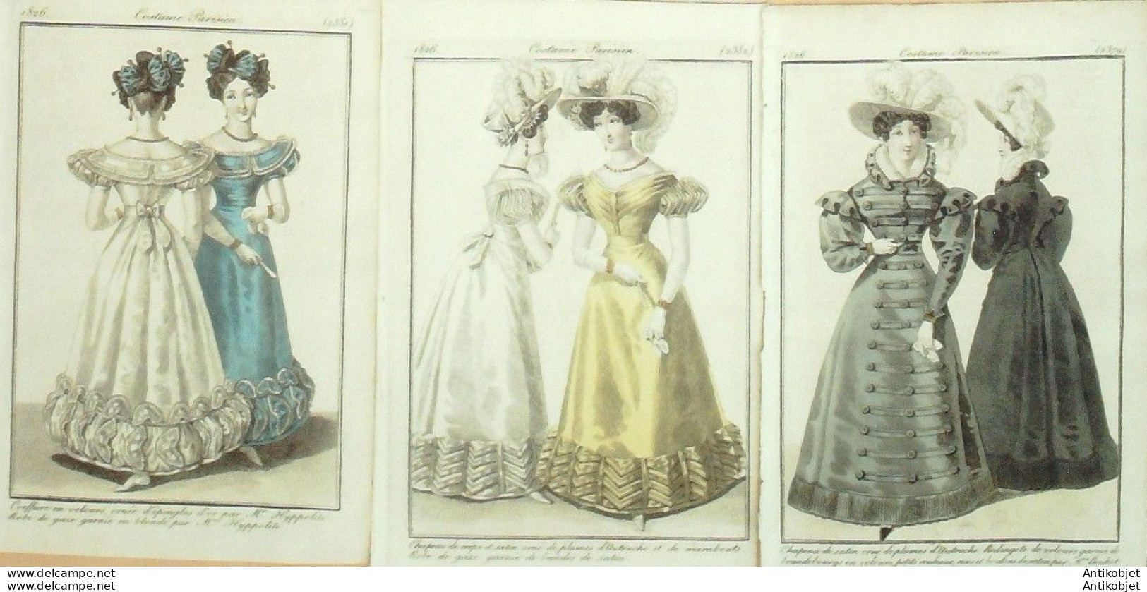 Gravures De Mode Costume Parisien 1825 à 1826 Lot 19 9 Pièces - Etchings