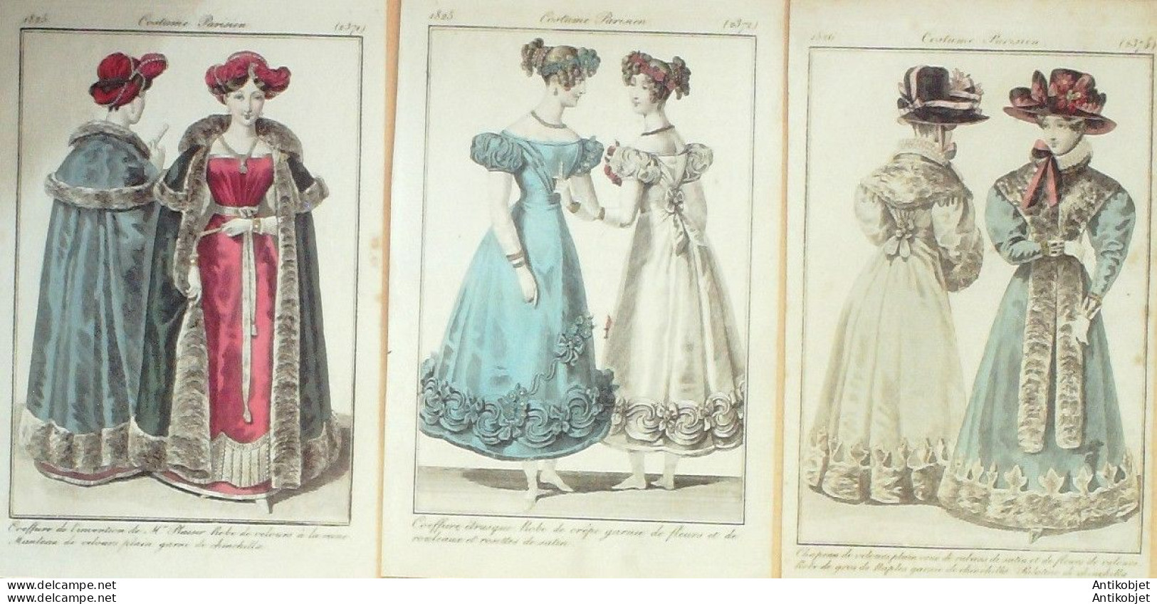 Gravures De Mode Costume Parisien 1825 à 1826 Lot 19 9 Pièces - Radierungen