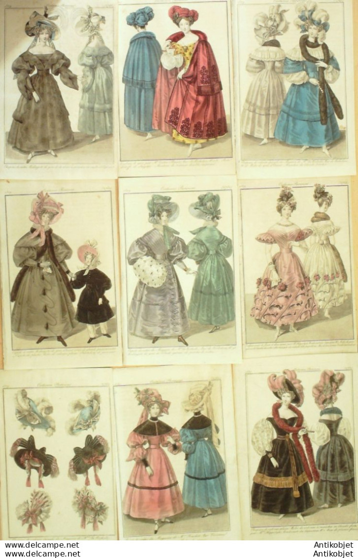 Gravures De Mode Costume Parisien 1829 Lot 32 9 Pièces - Eaux-fortes