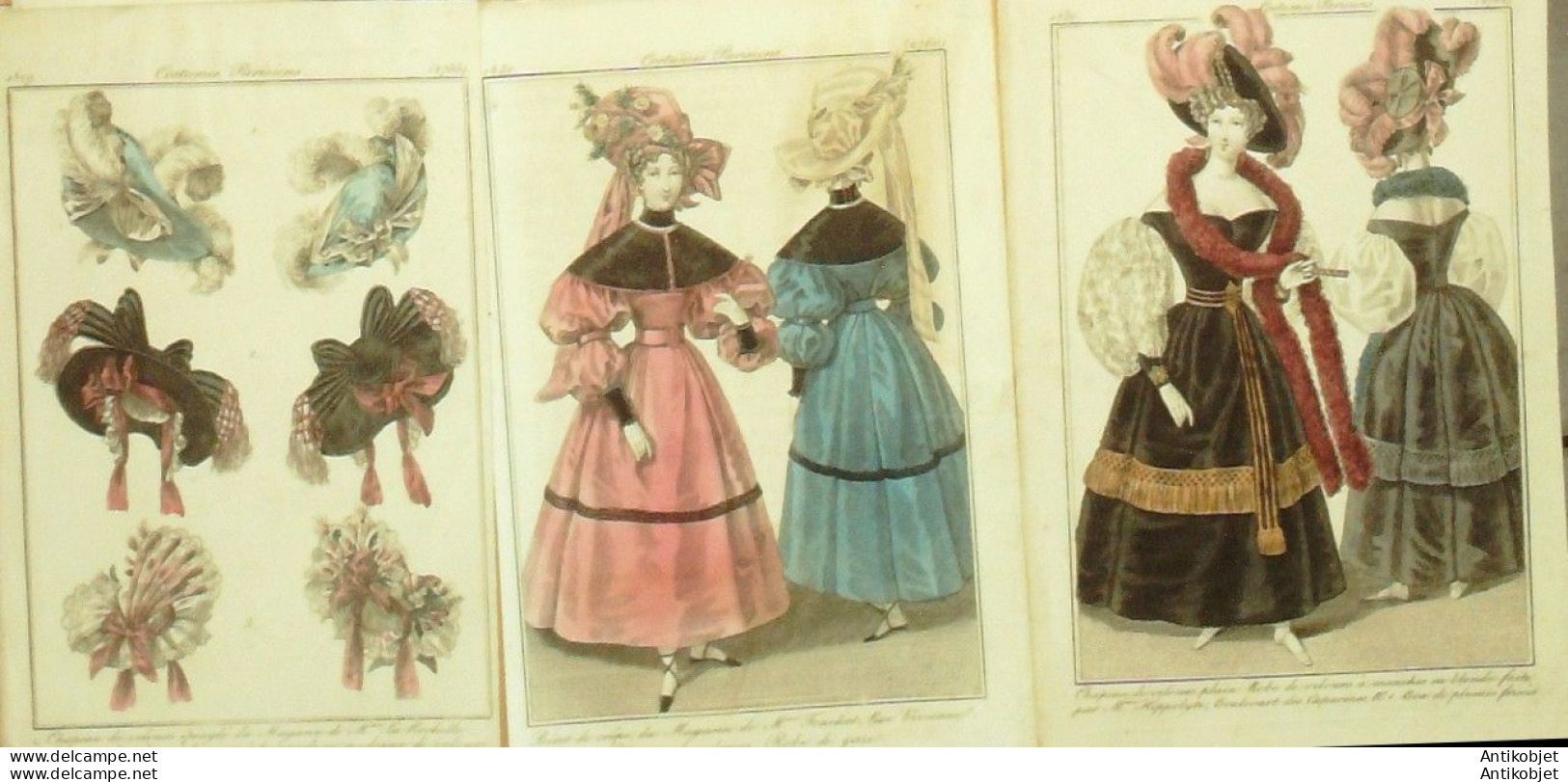 Gravures De Mode Costume Parisien 1829 Lot 32 9 Pièces - Eaux-fortes