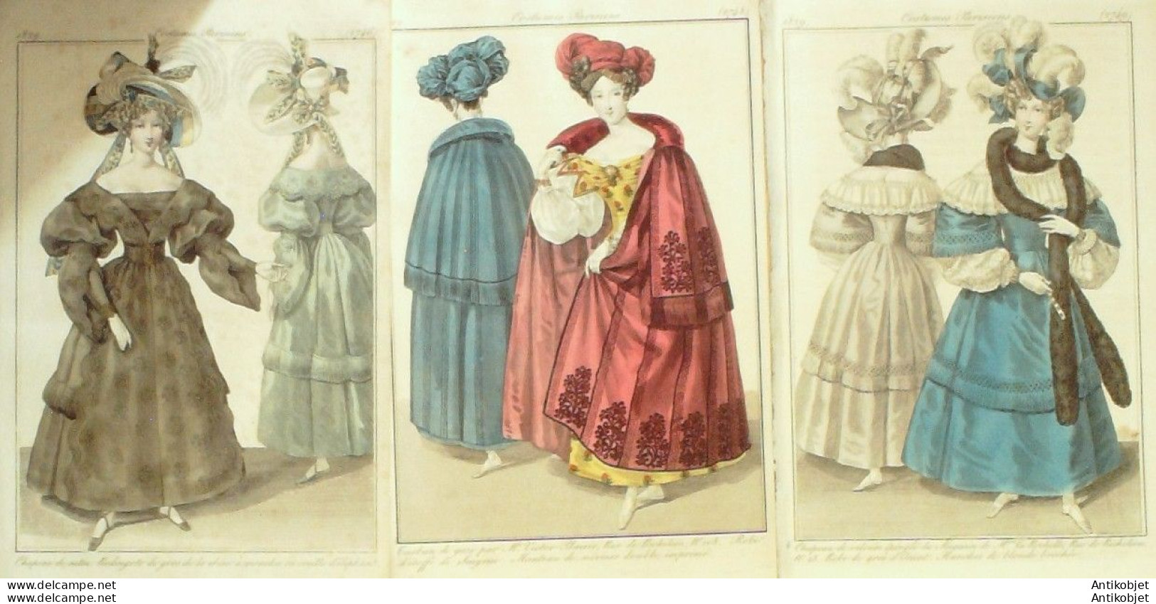 Gravures De Mode Costume Parisien 1829 Lot 32 9 Pièces - Etchings