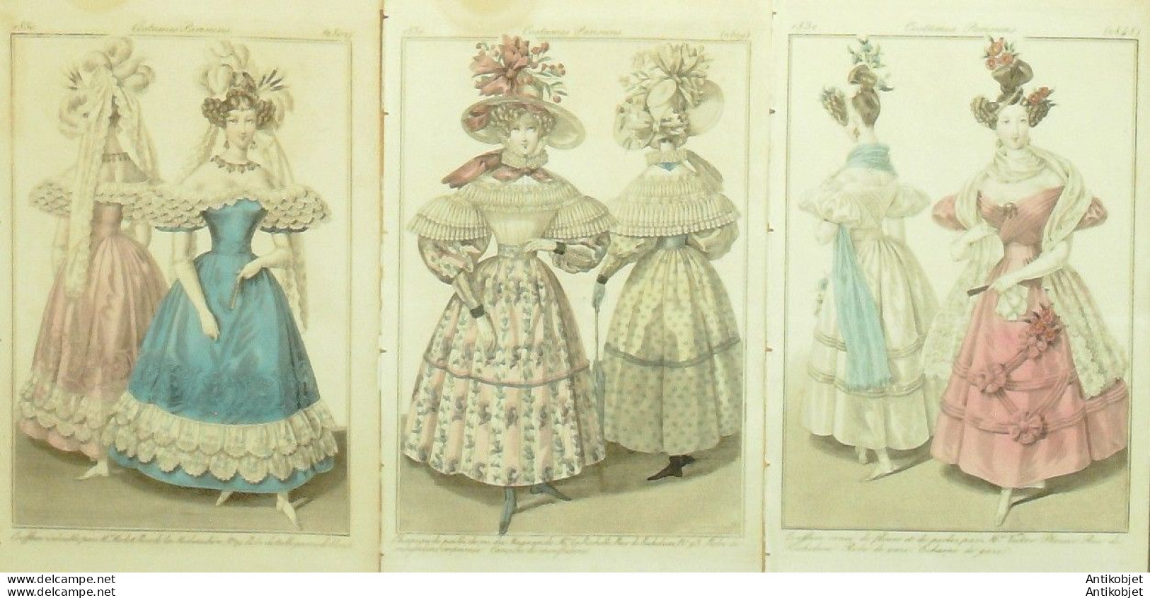 Gravures De Mode Costume Parisien 1830 Lot 33 9 Pièces - Eaux-fortes