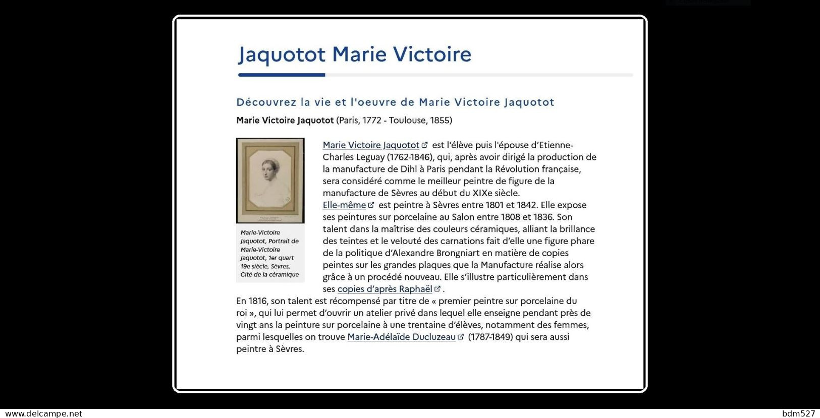 Marie Victoire Jaquotot (1772-1855), Très Belle Lettre à Antoine Claude Pannetier (1772-1859). - Peintres & Sculpteurs