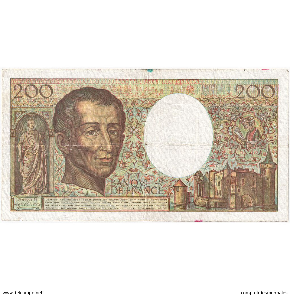 France, 200 Francs, Montesquieu, 1990, E.085, TTB, Fayette:70.10a, KM:155d - 200 F 1981-1994 ''Montesquieu''