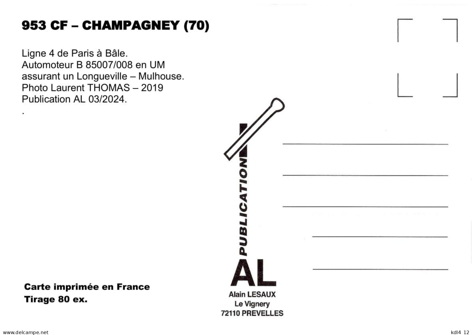 AL 953 - Automoteurs B 85007/008 Vers CHAMPAGNEY - Haute-Saône - SNCF - Champagney