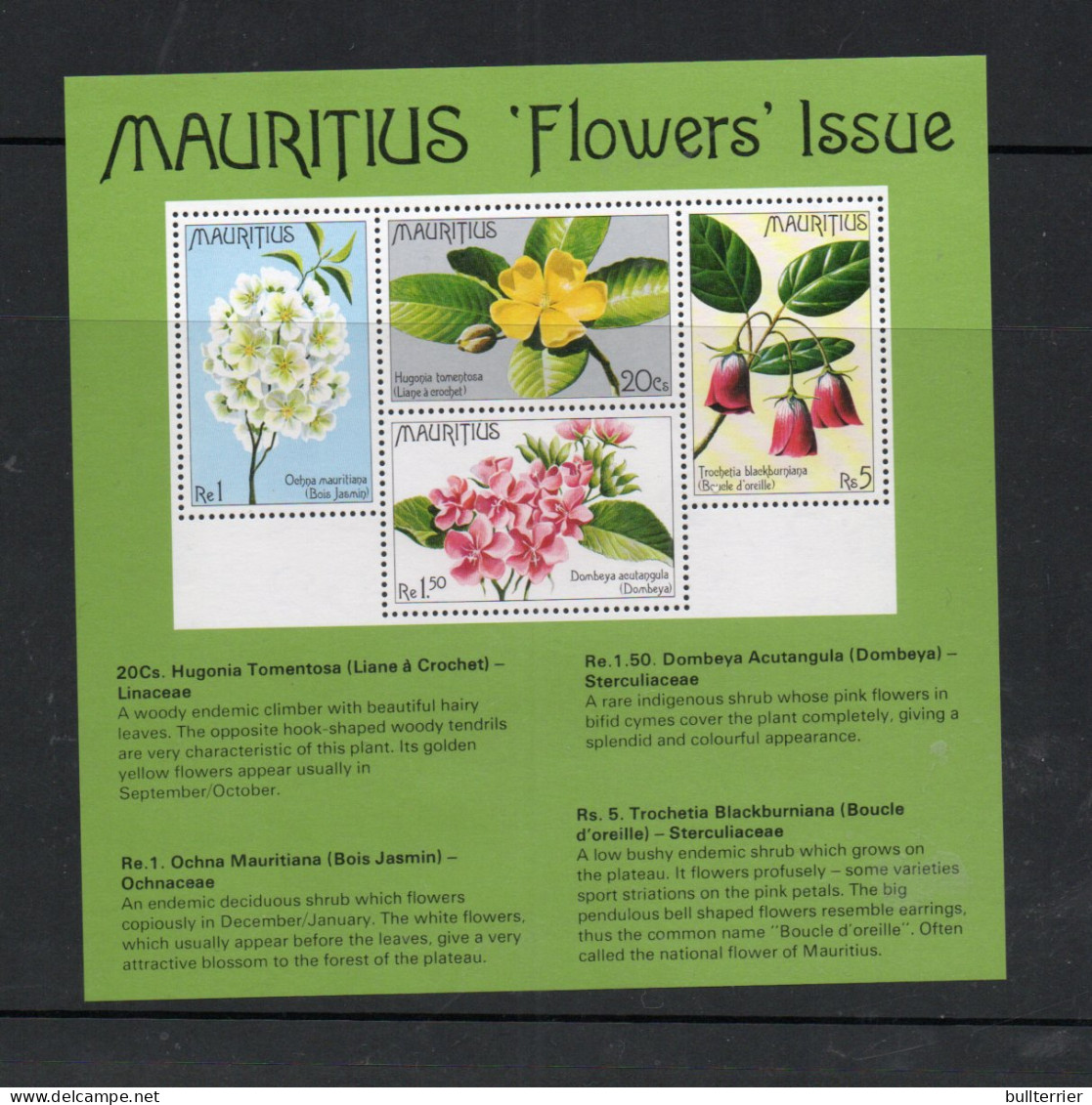 MAURITIUS - 1977 - FLOWERS MINIATURE SHEETS MINT NEVER HINGED ,SG CAT £4.25 - Mauricio (1968-...)