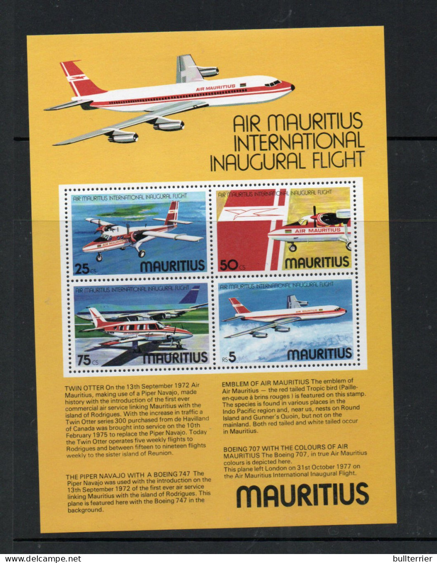 MAURITIUS - 1977 - AIR MAURITIUS  MINIATURE SHEET   MINT NEVER HINGED ,SG CAT £9 - Maurice (1968-...)