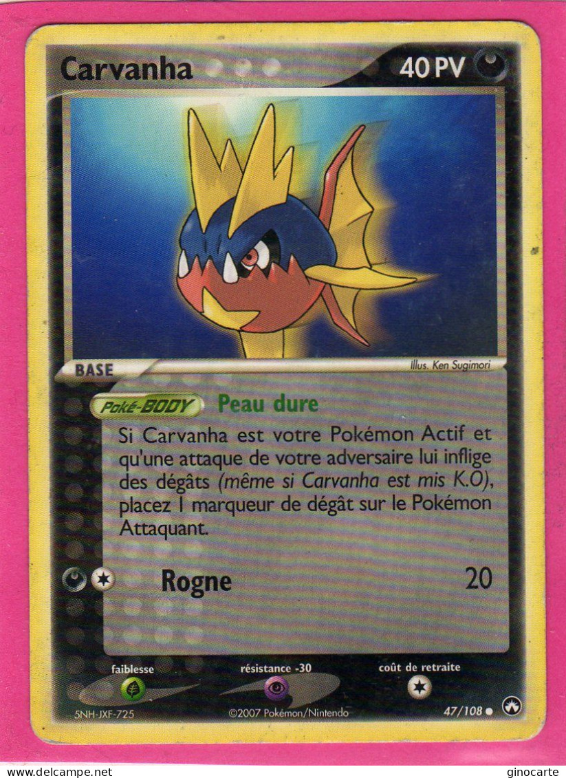 Carte Pokemon 2007 Ex Gardien Du Pouvoir 47/108 Carvanha 40pv Occasion - Ex