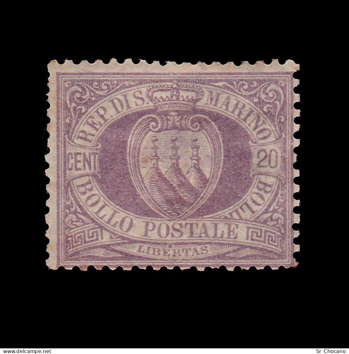 SAN MARINO STAMP.1885.COAT ARMS.20c.SCOTT 12 MH - Nuovi