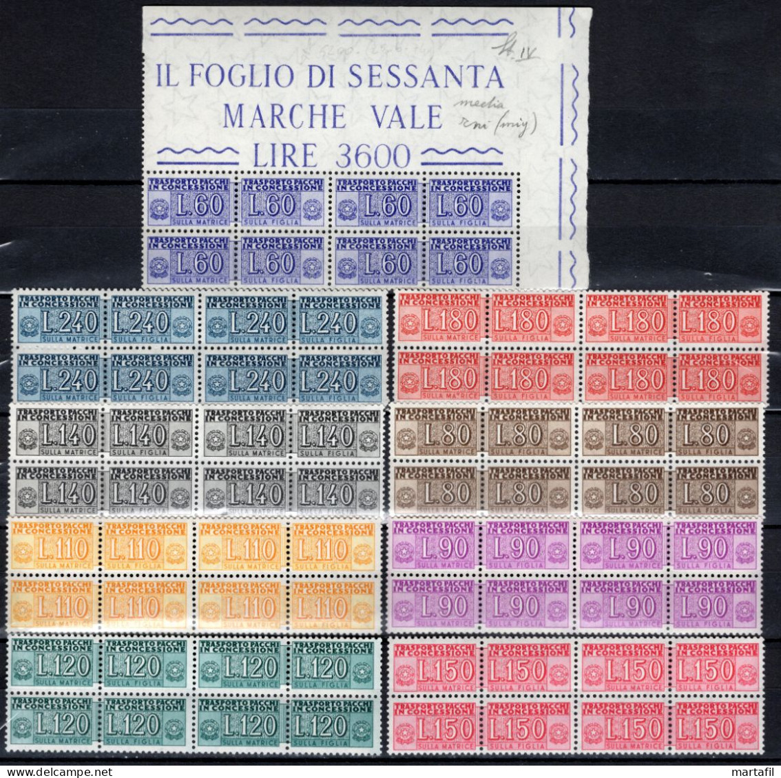 1955-81 Repubblica Italia PACCHI IN CONCESSIONE MNH ** Blocchi Di 4 - Paquetes En Consigna