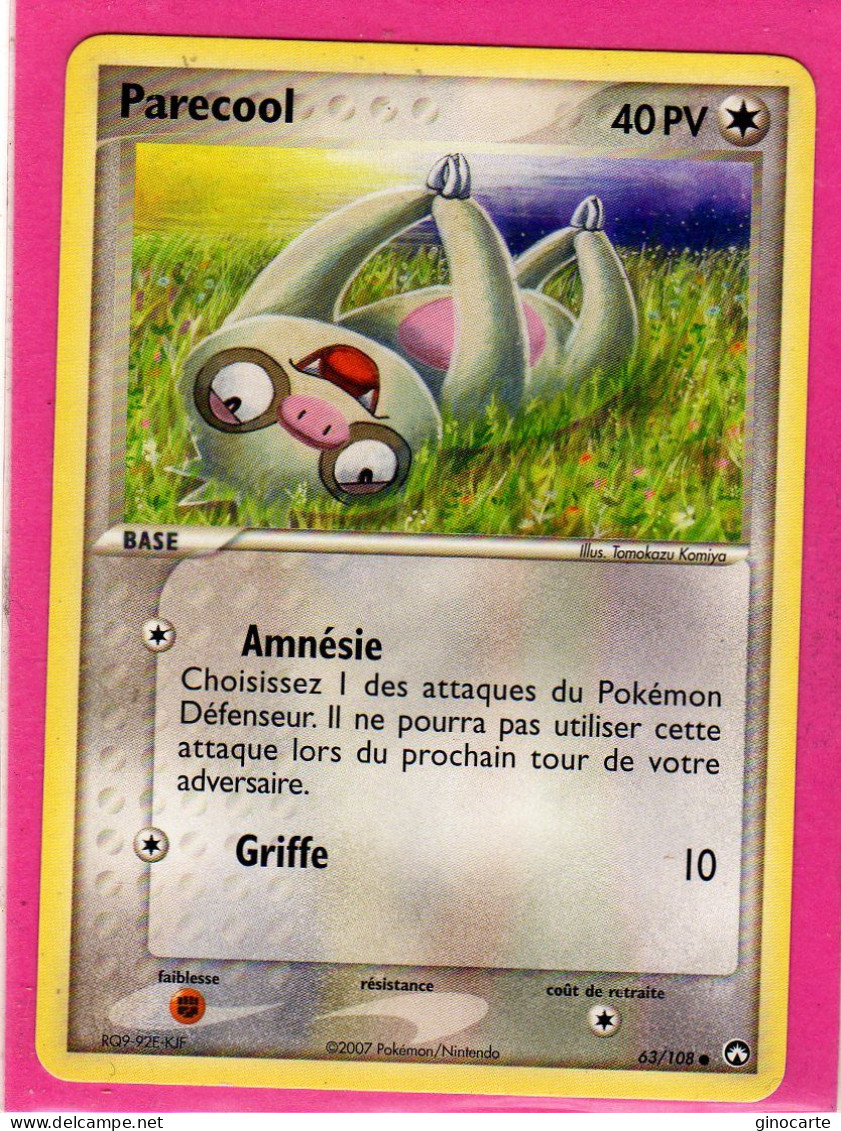 Carte Pokemon 2007 Ex Gardien Du Pouvoir 63/108 Parecool 40pv Neuve - Ex