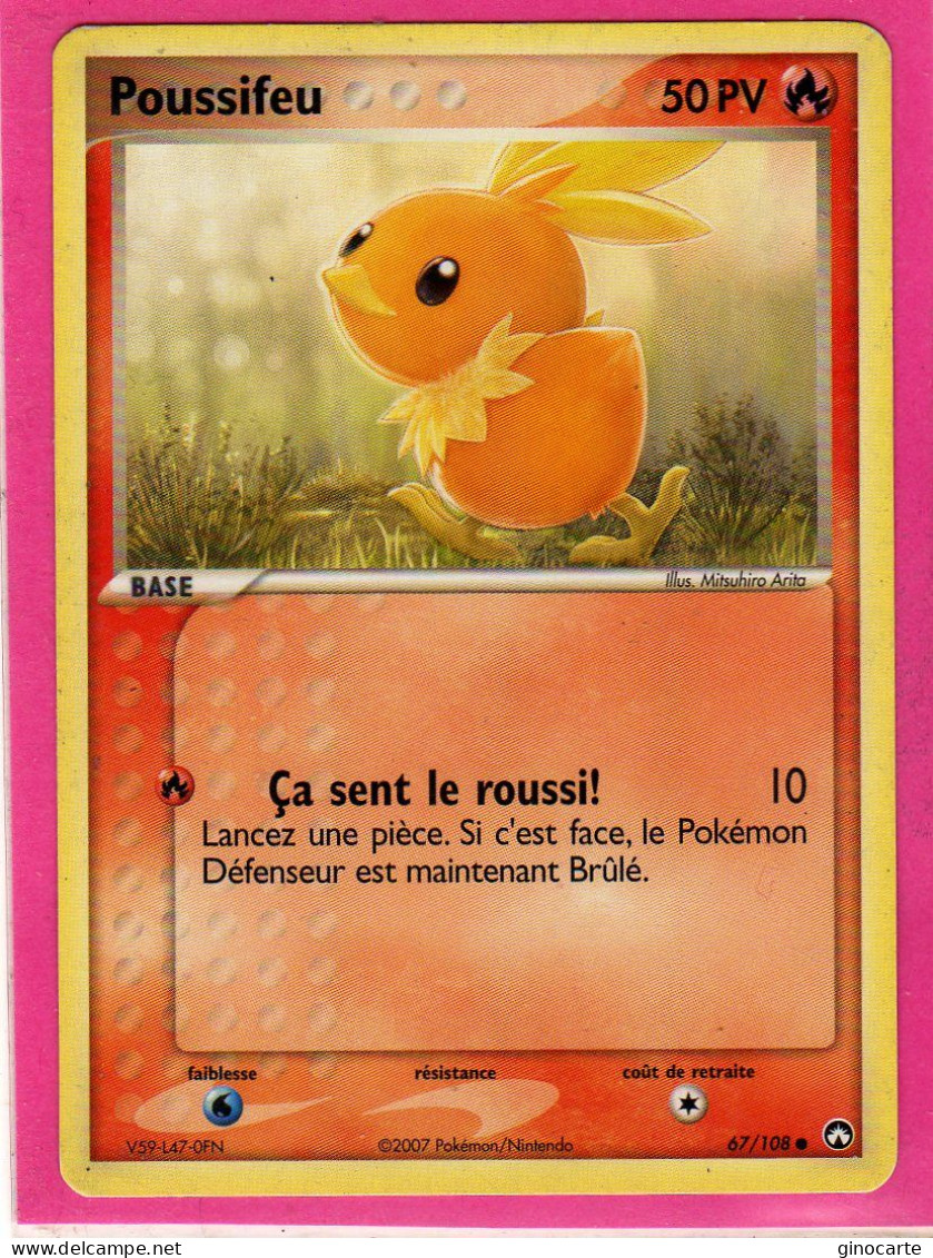 Carte Pokemon 2007 Ex Gardien Du Pouvoir 67/108 Poussifeu 50pv Bon Etat - Ex