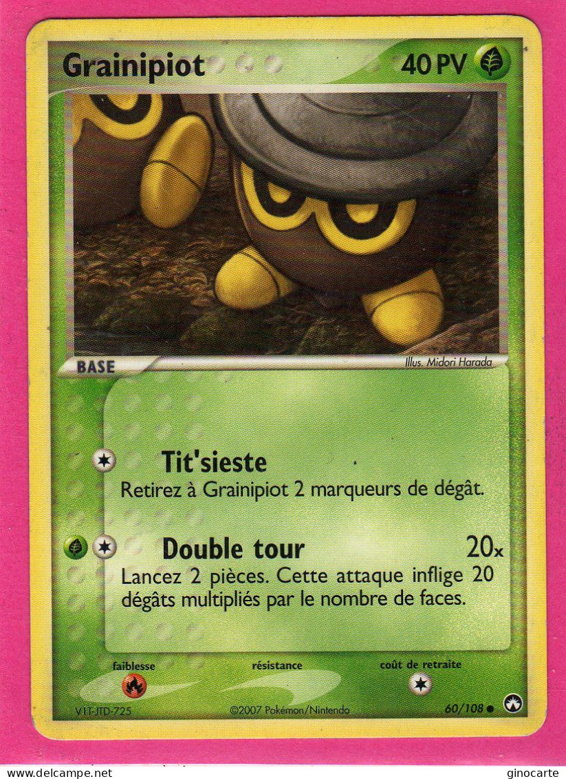 Carte Pokemon 2007 Ex Gardien Du Pouvoir 60/108 Grainipiot 40pv Bon Etat - Ex