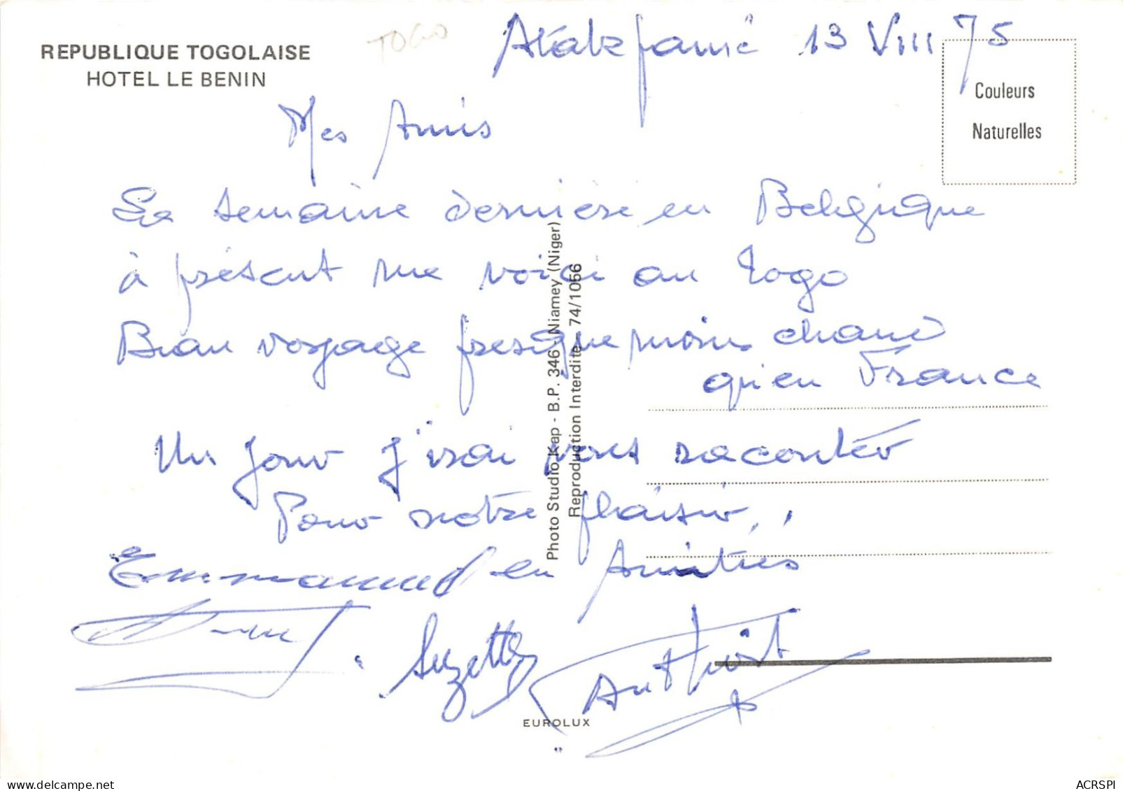 TOGO REPUBLIQUE DU TOGOLAISE Hotel Le Benin 15(scan Recto-verso) MA220 - Togo