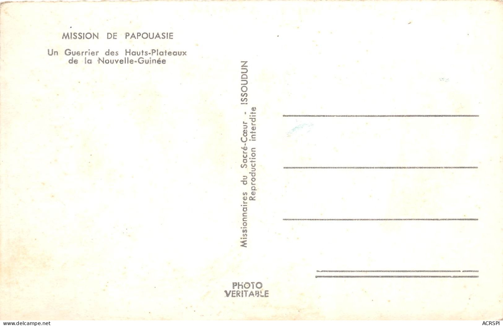 PAPOUASIE NOUVELLE GUINEE Mission De Papouasie Un Guerrier Des Hauts Plateaux 7(scan Recto-verso) MA214 - Papouasie-Nouvelle-Guinée