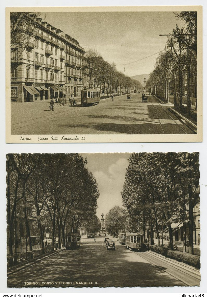 D5064] Due Cartoline CORSO VITTORIO EMANUELE II CON TRAM Non Viaggiate - Autres Monuments, édifices