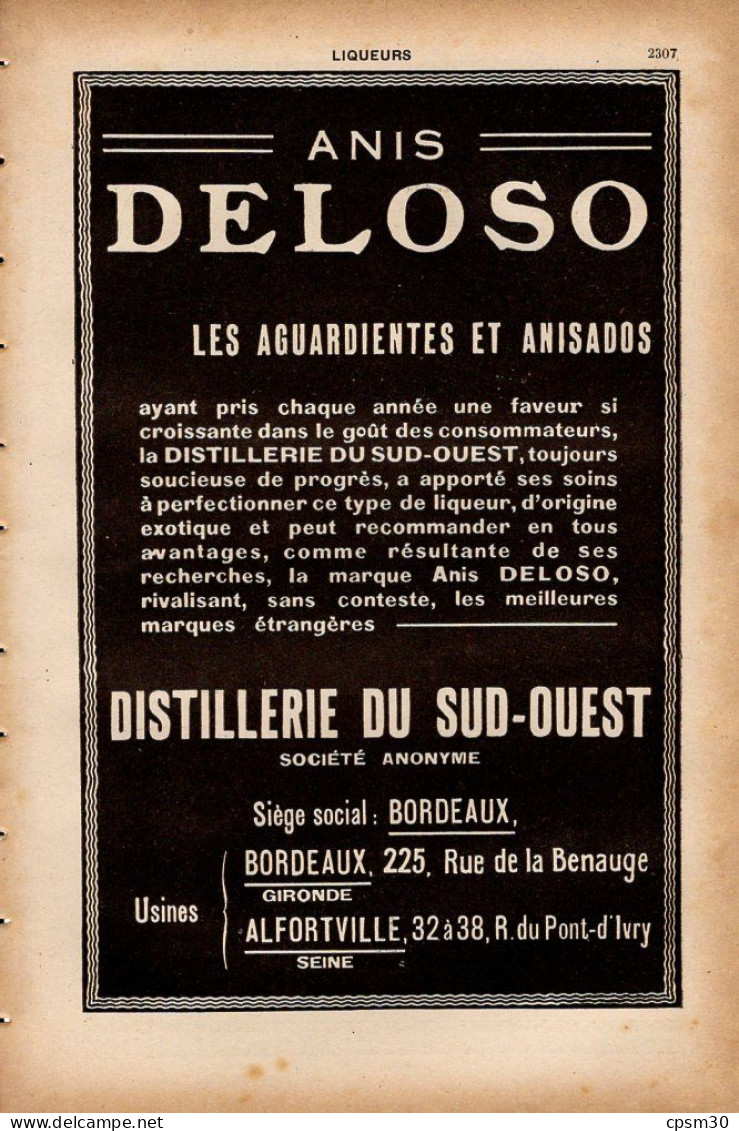 PUB 1921 - Anis Deloso Aguardientes & Anisards Distillerie Du Sud-Est, Machine Biscuit TT Vicars Londres - Pubblicitari