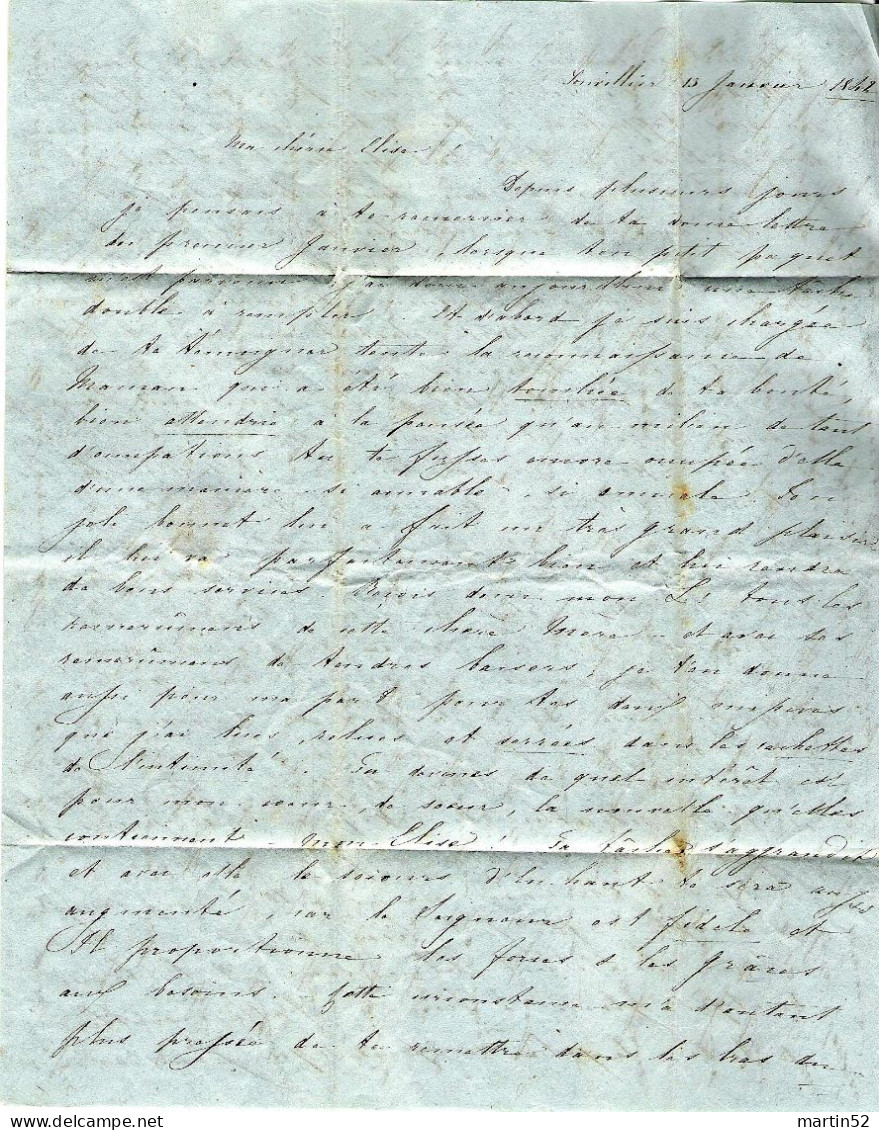 Schweiz Suisse 1842: Lettre Pliée De SONVILIER Pour Chiètres Près Morat (Kerzers Bei Murten) - ...-1845 Voorlopers