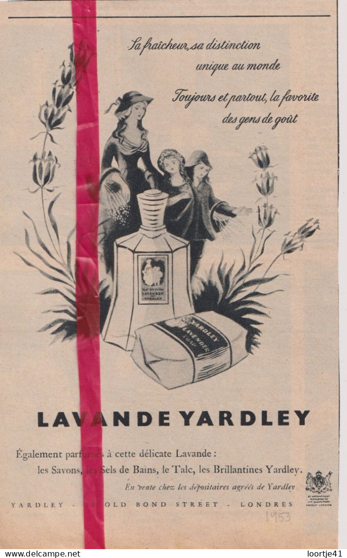 Pub Reclame - Lavande Yardley - Orig. Knipsel Coupure Tijdschrift Magazine - 1953 - Publicités