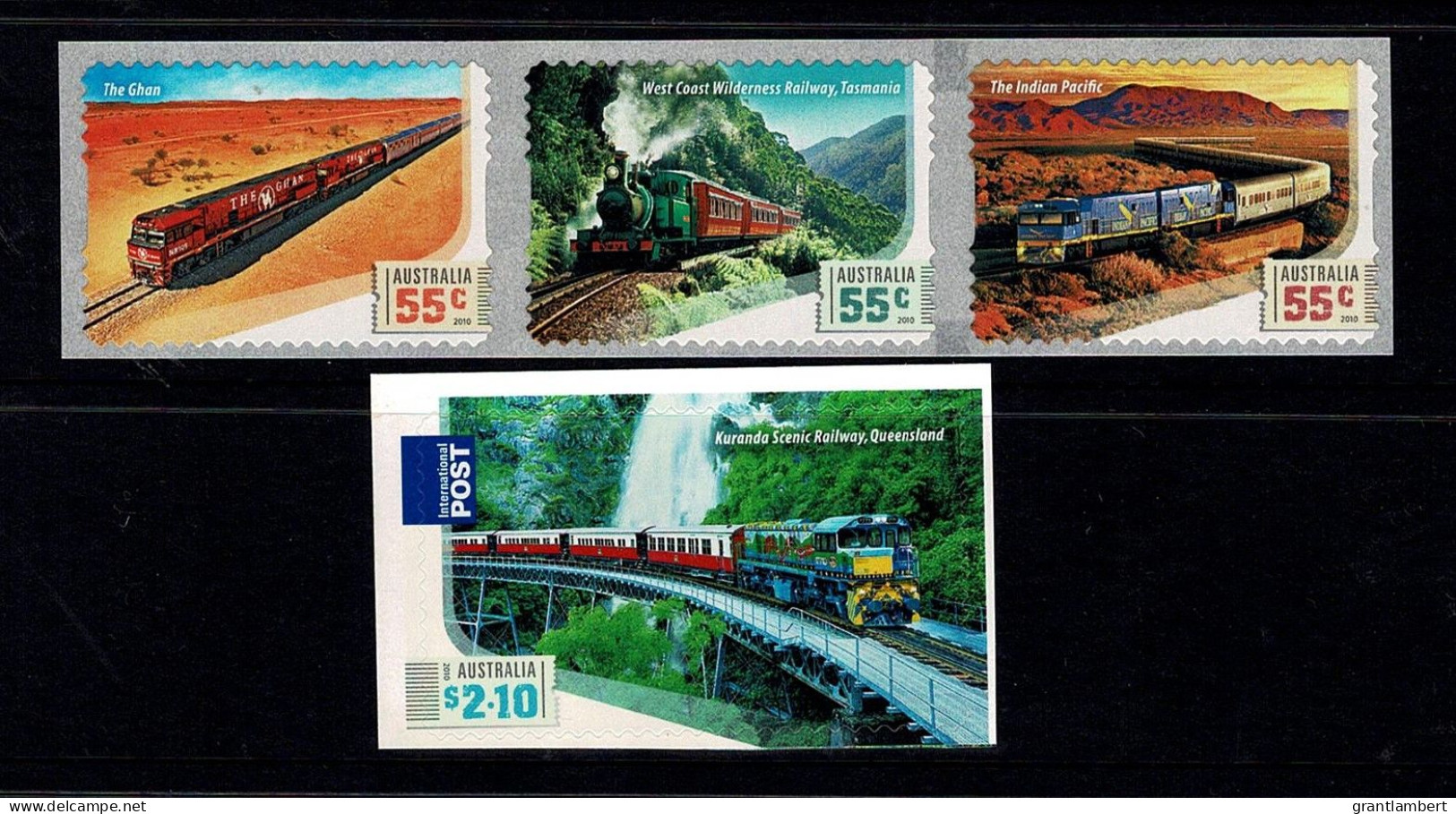 Australia 2010 Great Railway Journeys  Set Of 4 Self-adhesives MNH - Mint Stamps