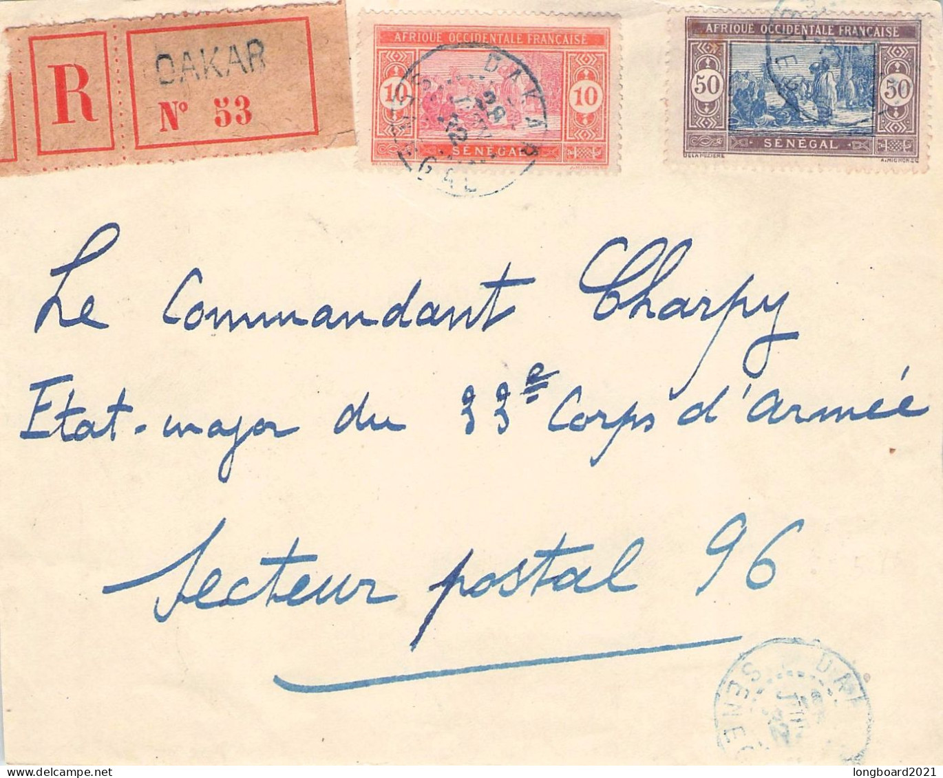 SENEGAL - FRAGMENT 1922 RECOMMANDE DAKAR - MILITARY /6152 - Lettres & Documents