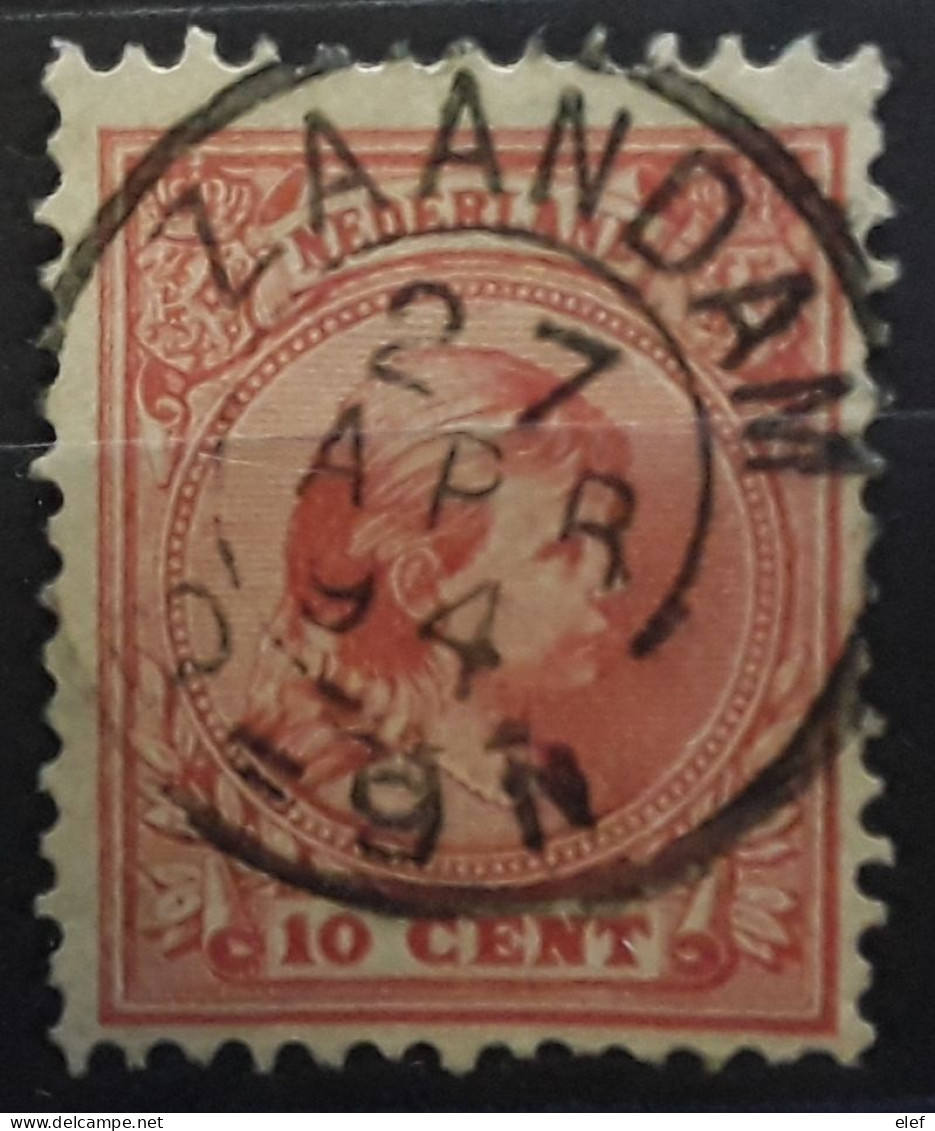 NEDERLAND PAYS BAS NETHERLANDS 1891 Wilhelmina Yvert 37 B, 10 C ROUGE  Obl Cachet ZAANDAM 27 Apr 1894 ,TB - Gebruikt