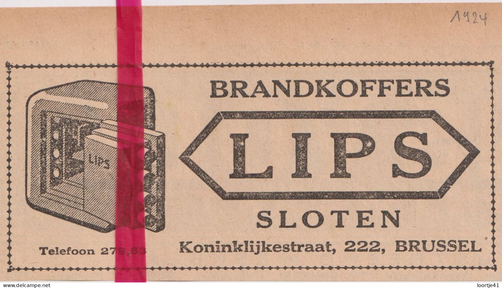 Pub Reclame - Brandkoffers Sloten LIPS - Brussel - Orig. Knipsel Coupure Tijdschrift Magazine - 1924 - Publicités