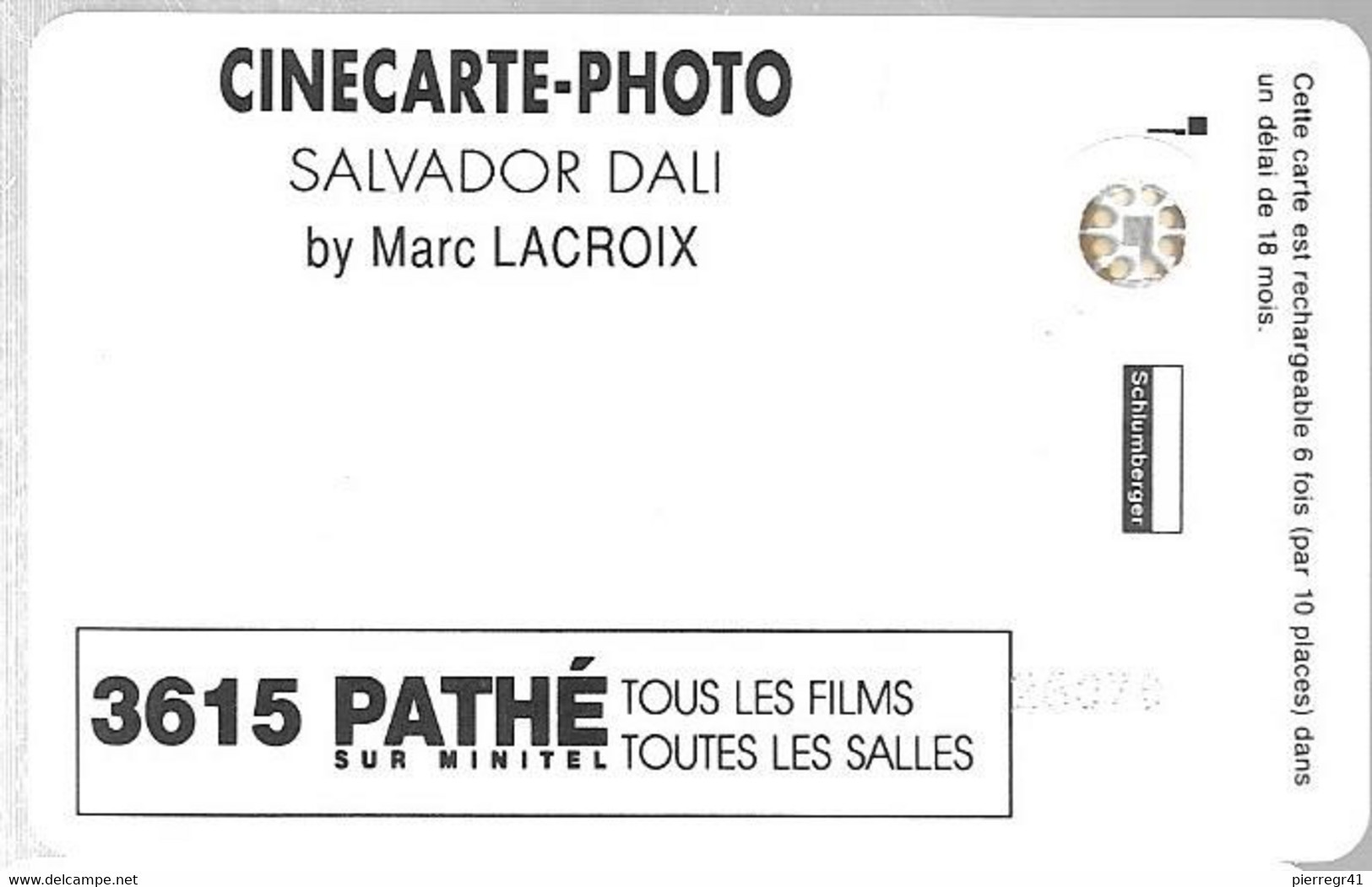 CARTE-FR- CINEMA-PATHE-SC5Ab-N° Impact 26070-S.DALI-Tirage 800Ex-R°/V° Glacé-NEUVE-LUXE/RARE - Biglietti Cinema