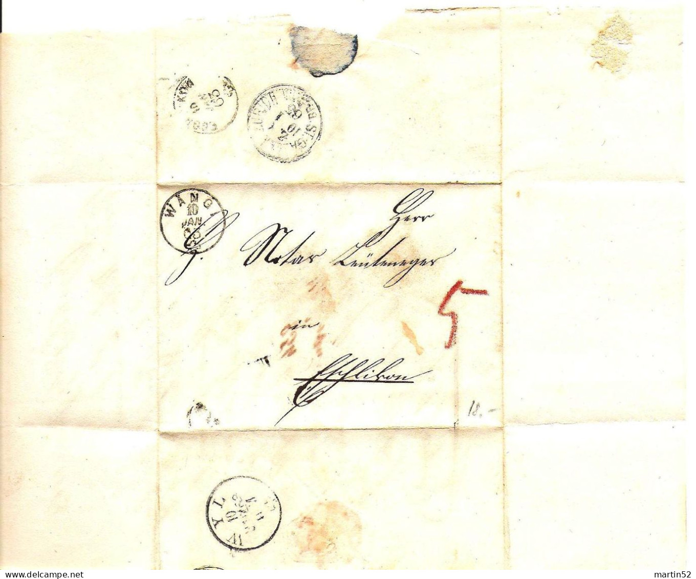 Schweiz Suisse 1863: Faltbrief (offen) Von ESCHLIKON  Nach WÄNGI 10 JAN 63 Mit ⊙ MÜNCHWEILEN (ab LOMMIS) - ...-1845 Prephilately