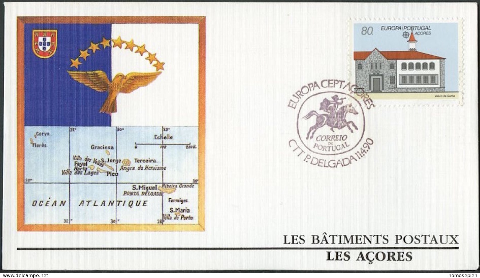 Europa CEPT 1990 Açores - Azores - Azoren - Portugal FDC2 Y&T N°399 - Michel N°409 - 80e EUROPA - 1990