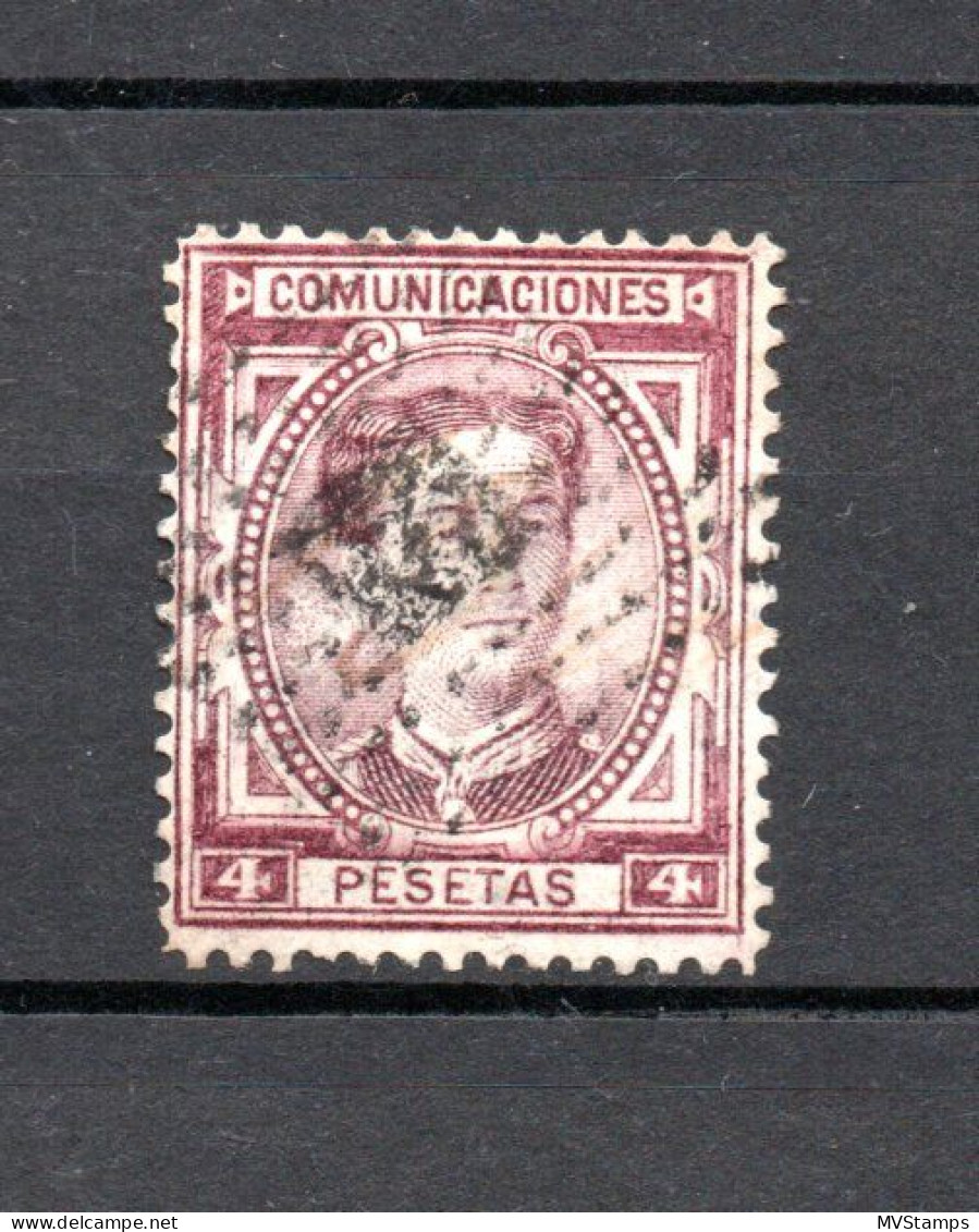 Spain 1876 Old 4 Peseta Alfonso XIII Stamp (Michel 163) Nice Used - Gebraucht