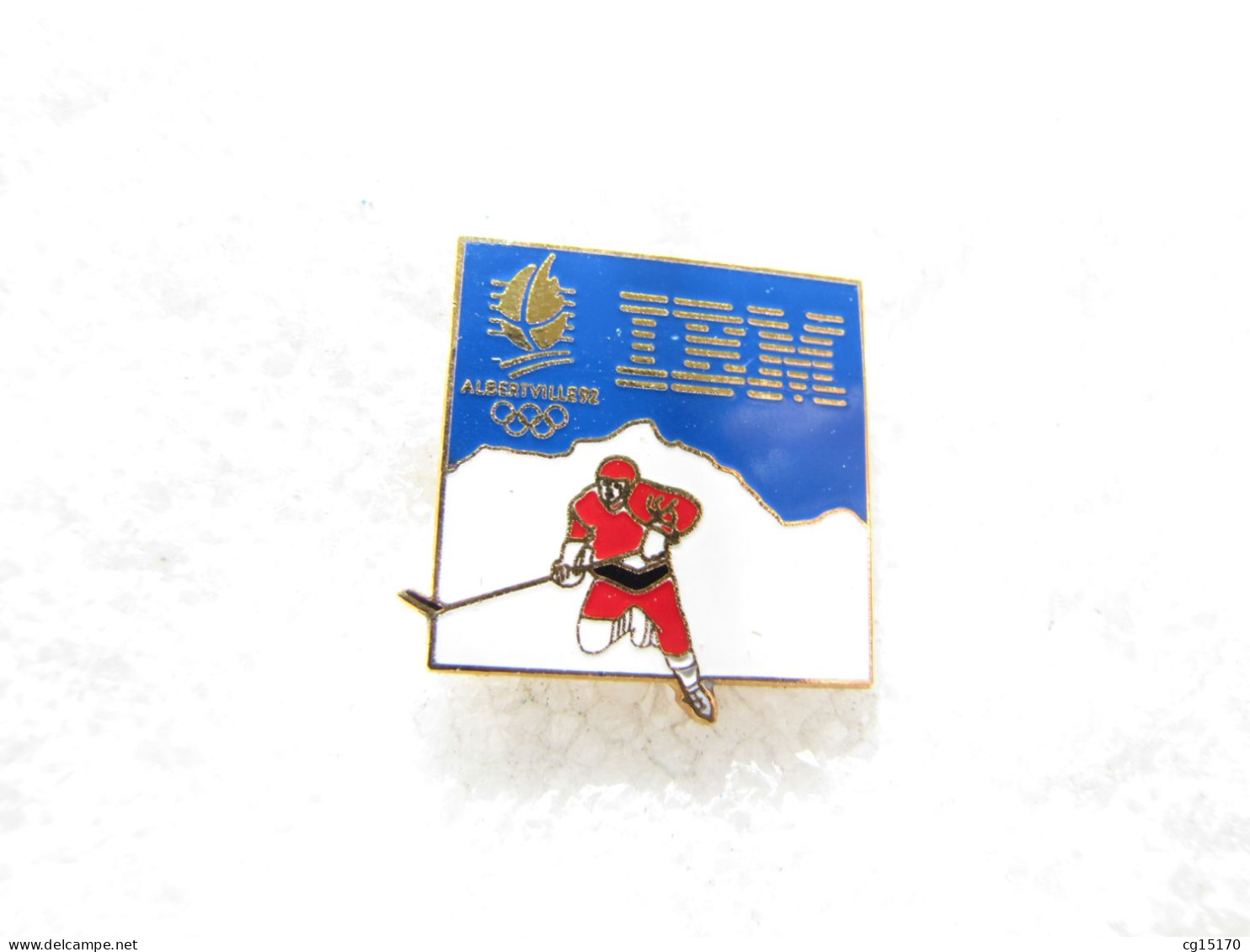 PIN'S   IBM  JEUX OLYMPIQUES ALBERTVILLE 92   HOCKEY SUR GLACE Email De Synthèse - Computers