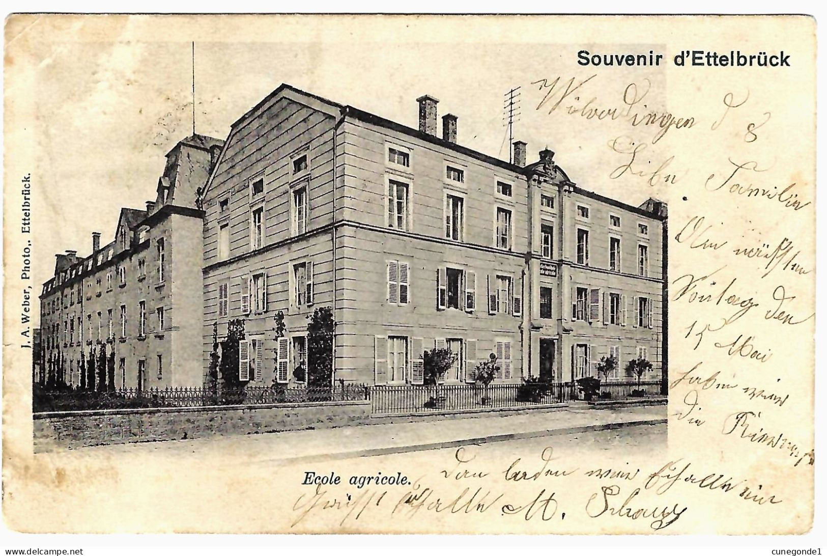 CPA Souvenir D'ETTELBRÜCK : Ecole Agricole RARE Mais Un Peu Défraichie - Circulée En 1904 - J.A. Weber Photo, Ettelbrück - Ettelbruck