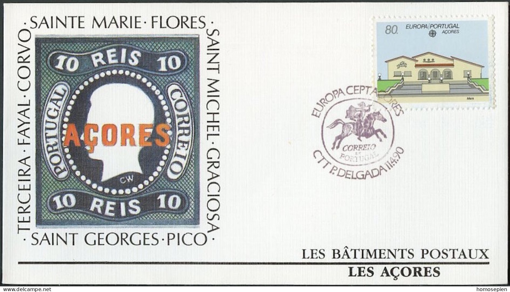 Açores - Azores - Azoren - Portugal FDC 1990 Y&T N°400 - Michel N°410 - 80e EUROPA - FDC