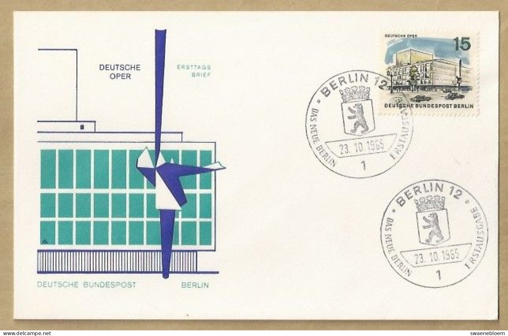 DE.- ERSTTAGSBRIEF. DEUTSCHE OPER. 23.10.1965. DEUTSCHEN BUNDESPOST BERLIN 12. - 1948-1970