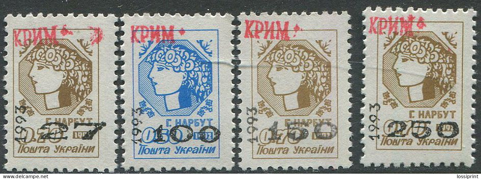 Ukraina:Ukraine:Unused Overprinted Stamps Serie, Krim Peninsula, 1993, MNH - Ukraine