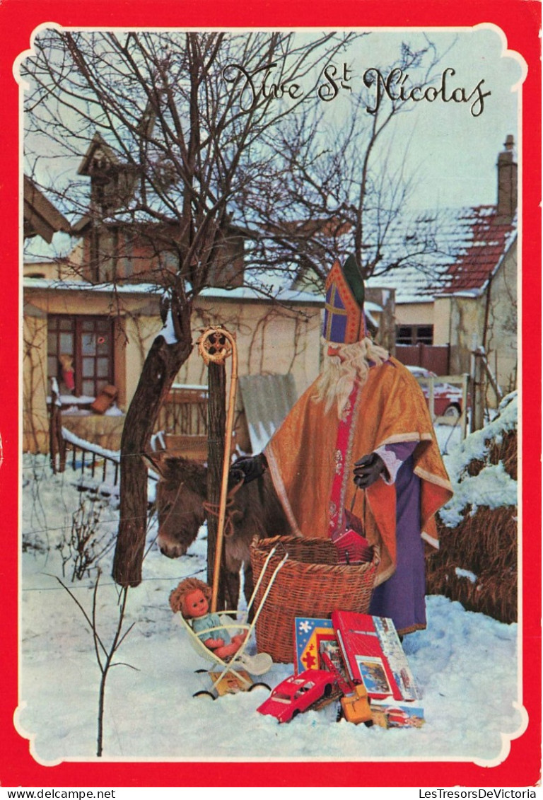 FÊTES ET VOEUX - Vive St Nicolas - Jouets - Hotte - Neige - Carte Postale Ancienne - Sinterklaas