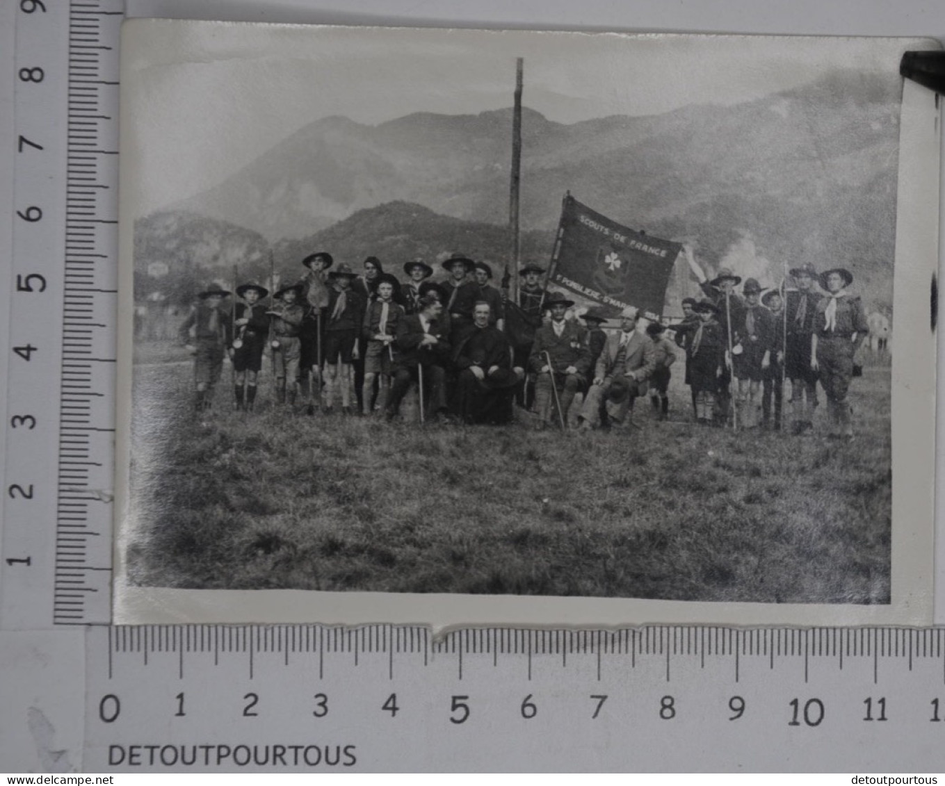 Photographie PLOMBIERE SAINT ST MARCEL Savoie : Promesse Scout 1934 Scouts De France Boy Boyscout Abbé Blanc Comte Revel - Objects