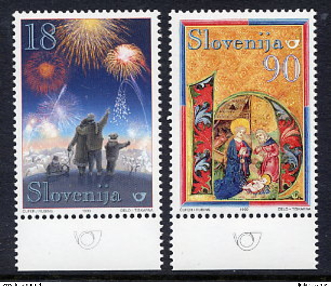 SLOVENIA 1999 Christmas 18 T. And 90 T. From Sheets  MNH / **.  Michel 277, 279 - Slovénie