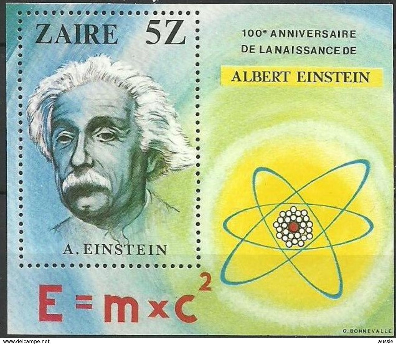 Zaire 1980 OBCn° Bloc  39 ***  MNH Cote 4,50 Euro Albert Einstein - Unused Stamps