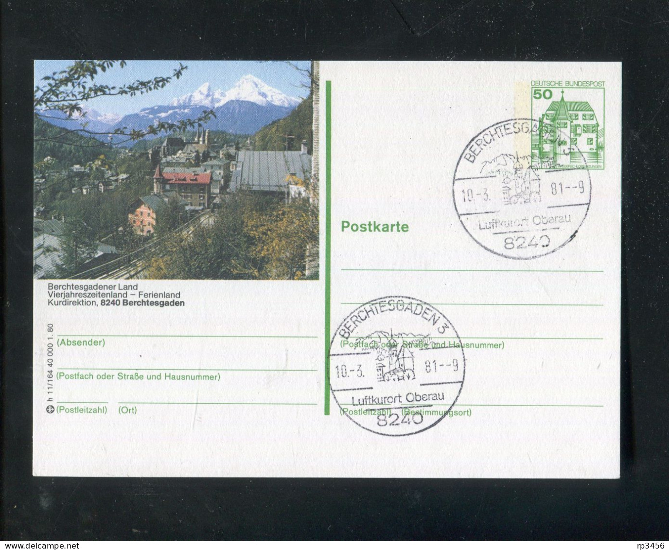 "BUNDESREPUBLIK DEUTSCHLAND" 1980, Bildpostkarte Mit Bildgleichem Stempel Ex "BERCHDESGADEN" (R0090) - Cartes Postales Illustrées - Oblitérées