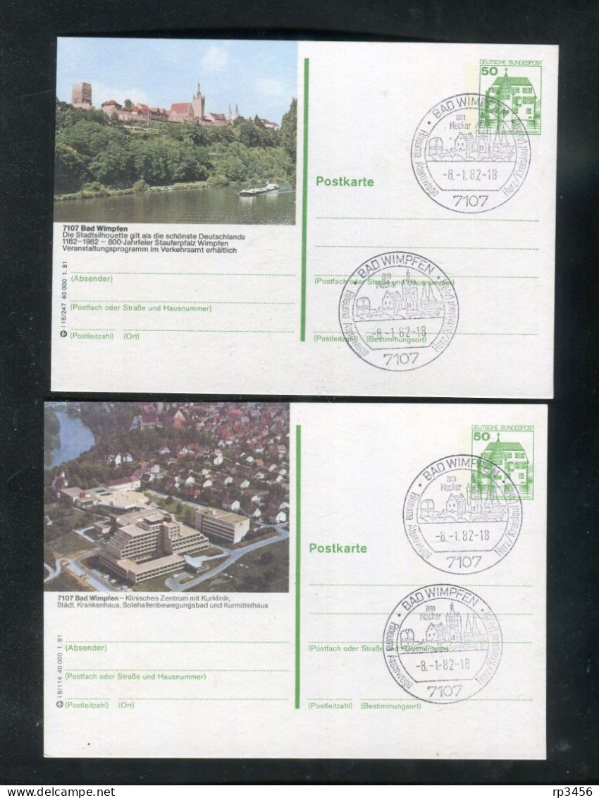 "BUNDESREPUBLIK DEUTSCHLAND" 1981, 2 Bildpostkarten Je Mit Bildgleichem Stempel Ex "BAD WIMPFEN" (B0095) - Cartes Postales Illustrées - Oblitérées
