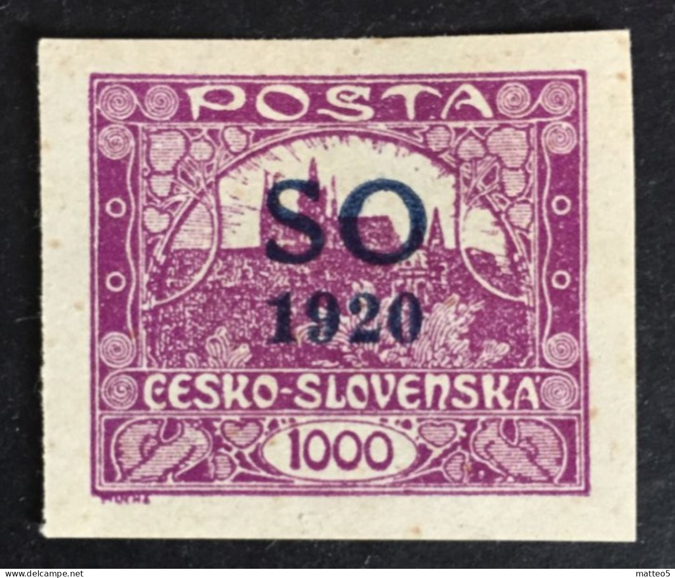 1920 Poland Eastern Silesia Czechoslovakia - Hradcany At Prague Overprint SO 1000 - Unused ( Mint Hinged) - Silezië