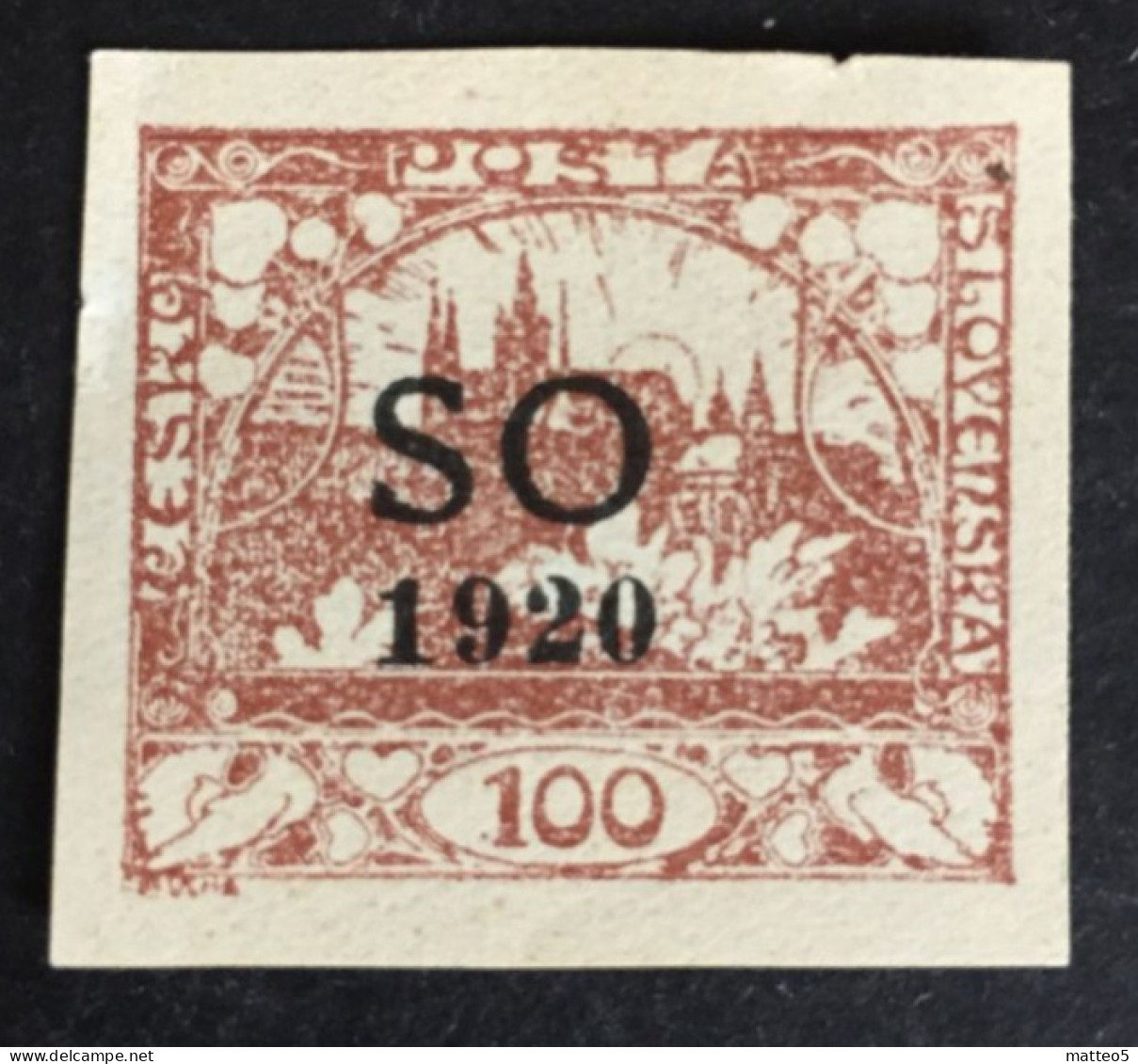 1920 Poland Eastern Silesia Czechoslovakia - Hradcany At Prague Overprint SO 100 - Unused ( Mint Hinged) - Slesia
