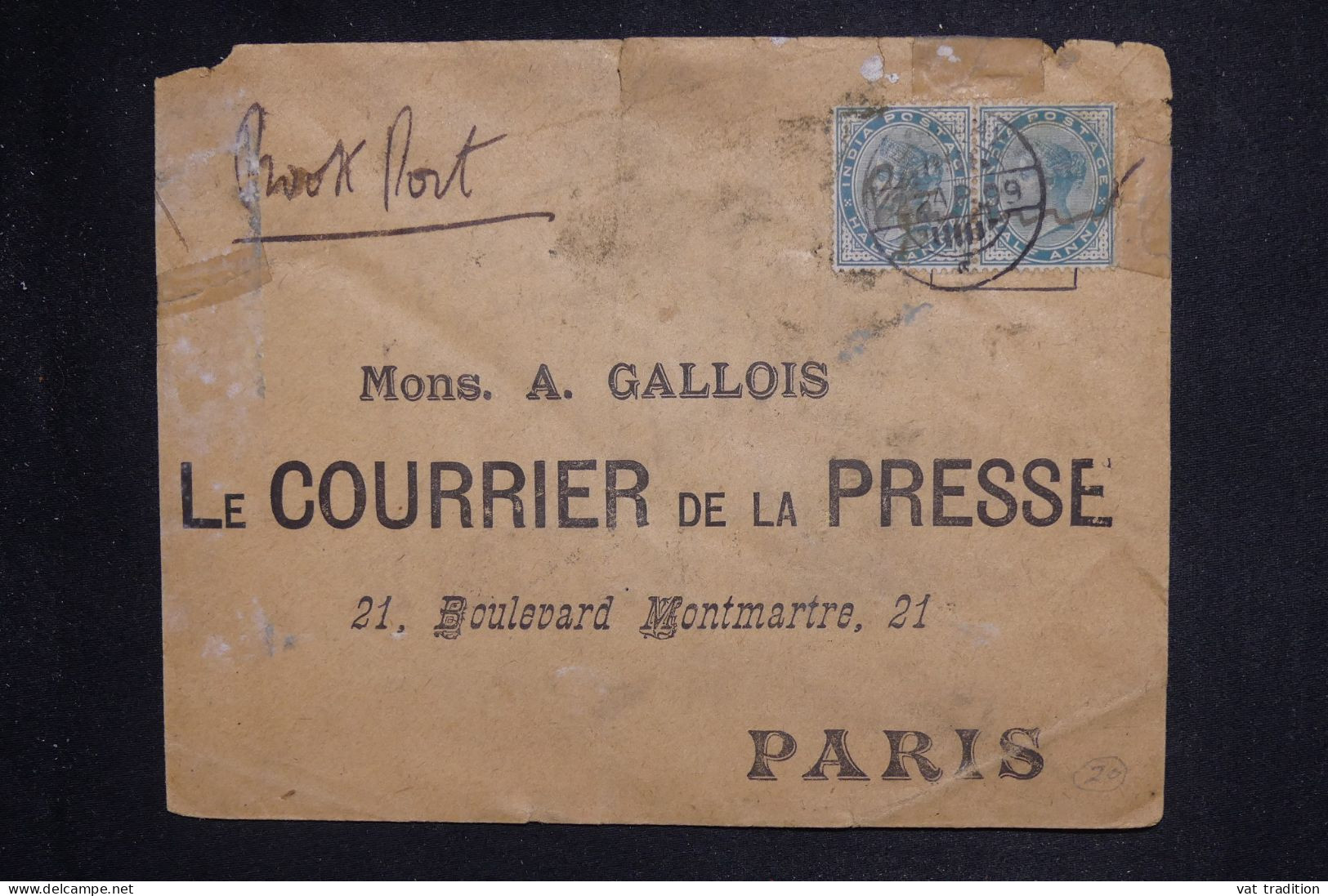 INDES ANGLAISES - Enveloppe Pour Paris EN 1899 - L 150578 - 1882-1901 Empire
