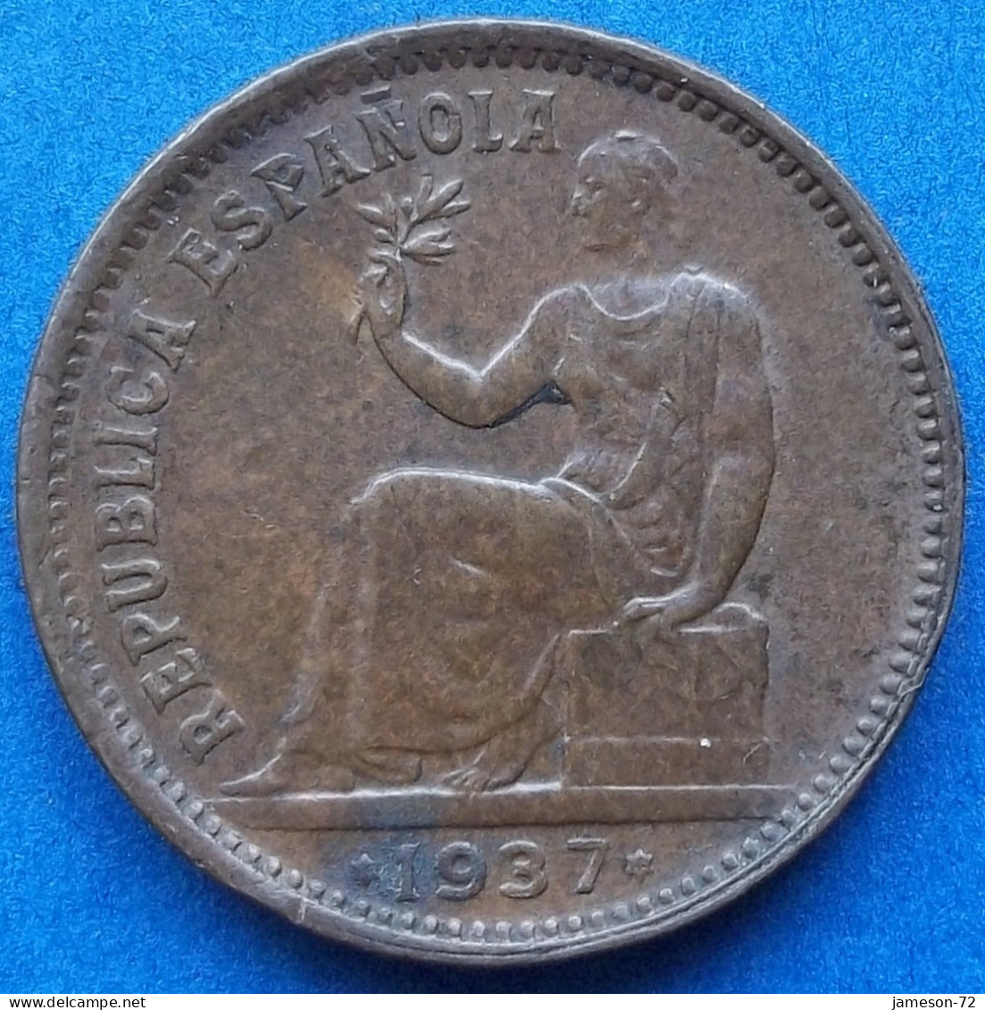 SPAIN - 50 Centimos 1937 *3 *7 "Seated Hispania Left Holding Sprig" KM# 754.1 II Republic (1931-1939) - Edelweiss Coins - 50 Centiemen