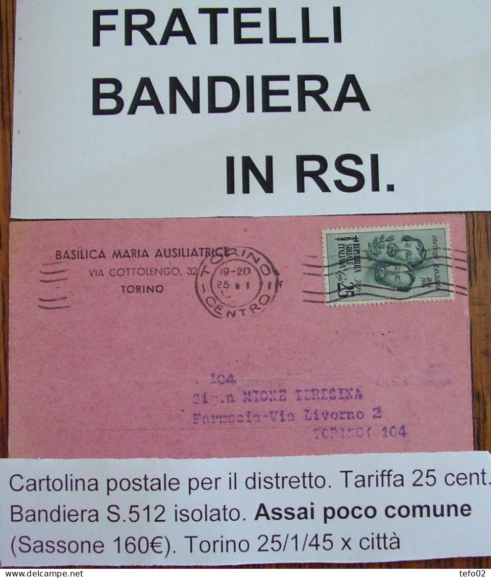 RSI. Fratelli Bandiera. Insieme Di RARE Corrispondenze - Storia Postale