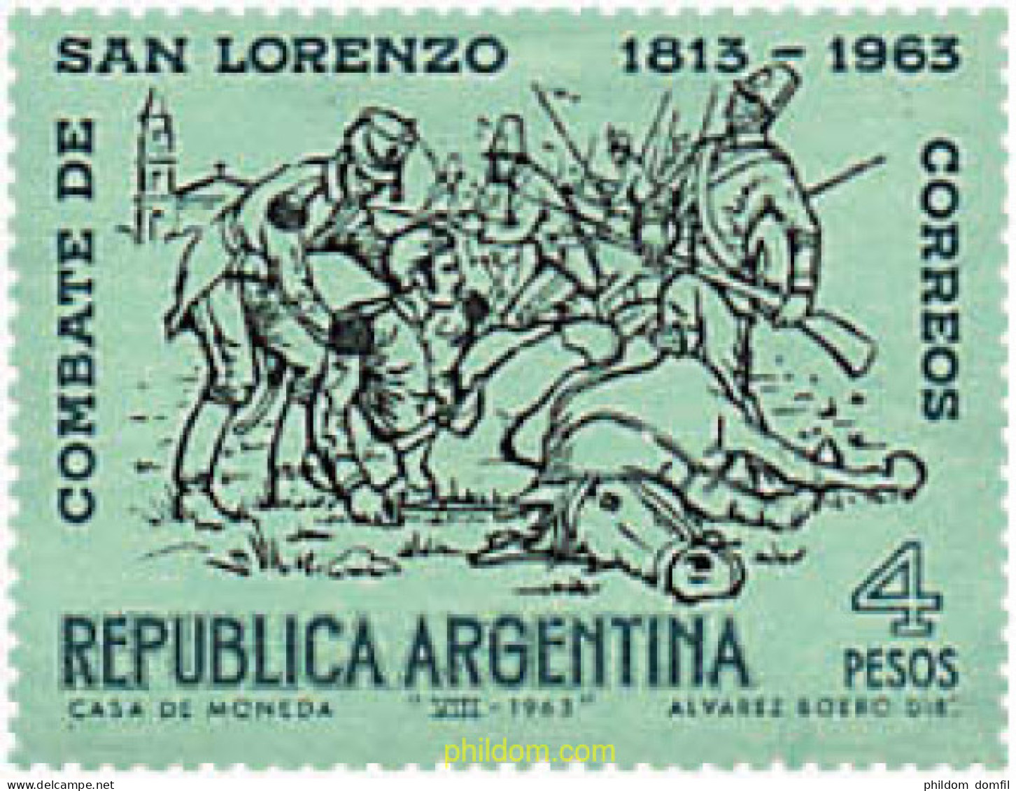 726787 MNH ARGENTINA 1963 ANIVERSARIO DE LA BATALLA DE SAN LORENZO - Nuevos