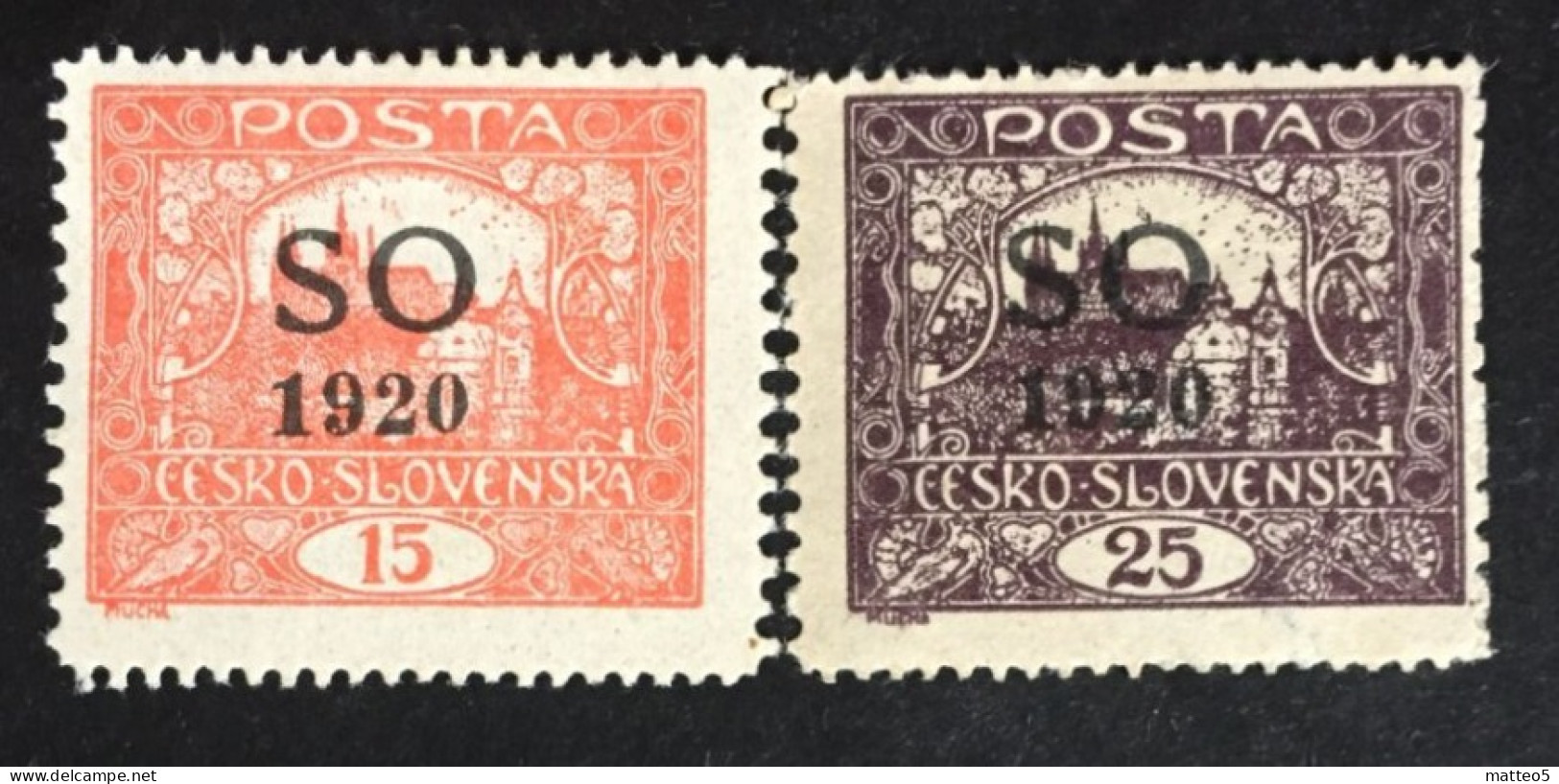 1920 Poland Eastern Silesia Czechoslovakia - Hradcany At Prague Overprint SO - 15+25 - Unused ( Mint Hinged) - Schlesien