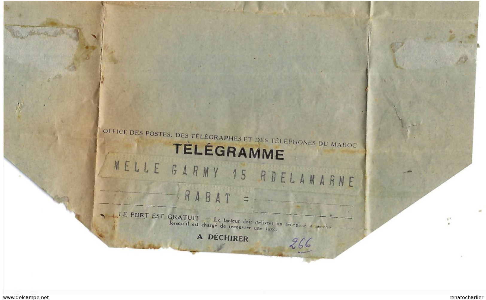 Télégramme De Paris à Rabat. - Télégraphes Et Téléphones